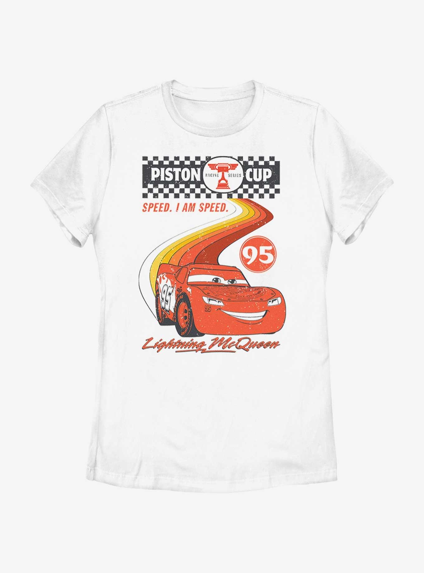 Disney Pixar Cars Retro McQueen Speedway Womens T-Shirt, WHITE, hi-res