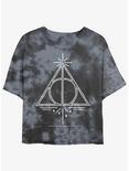 Harry Potter Deathly Hallows Symbol Womens Tie-Dye Crop T-Shirt, BLKCHAR, hi-res