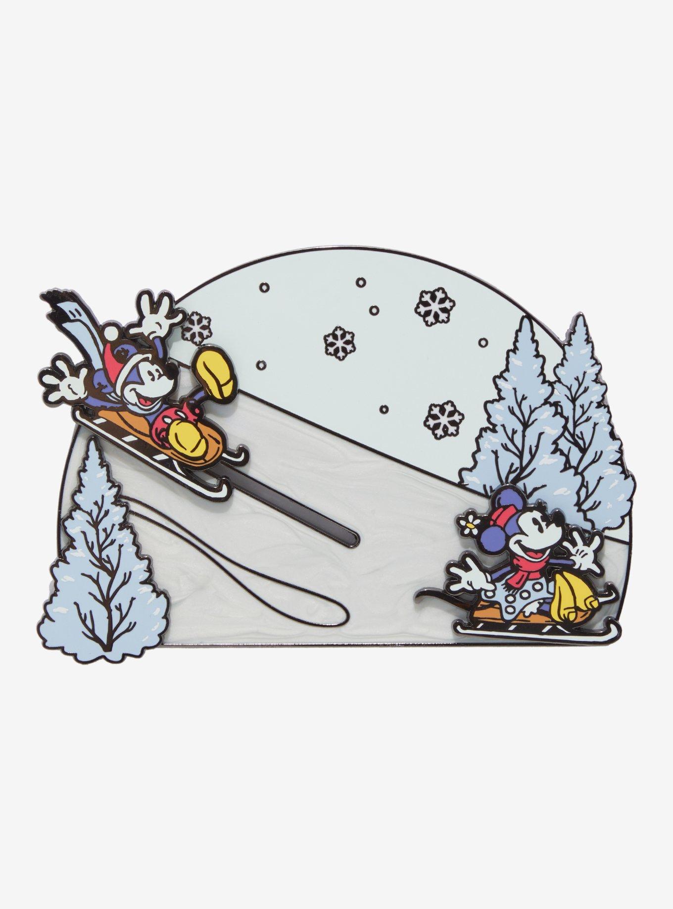 Loungefly Disney Mickey Mouse & Minnie Mouse Sledding Sliding Enamel Pin 