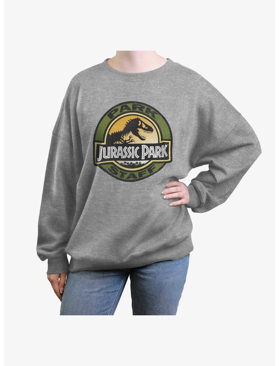 Jurassic Park Park Staff Womens Oversized Sweatshirt, HEATHER GR, hi-res