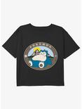 Pokemon Sleepy Snorlax Youth Girls Boxy Crop T-Shirt, BLACK, hi-res