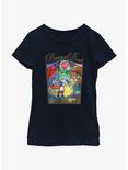 Disney Beauty and the Beast Stained Glass Story Youth Girls T-Shirt, NAVY, hi-res
