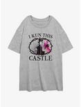 Disney Villains Maleficent I Run This Castle Womens Oversized T-Shirt, ATH HTR, hi-res