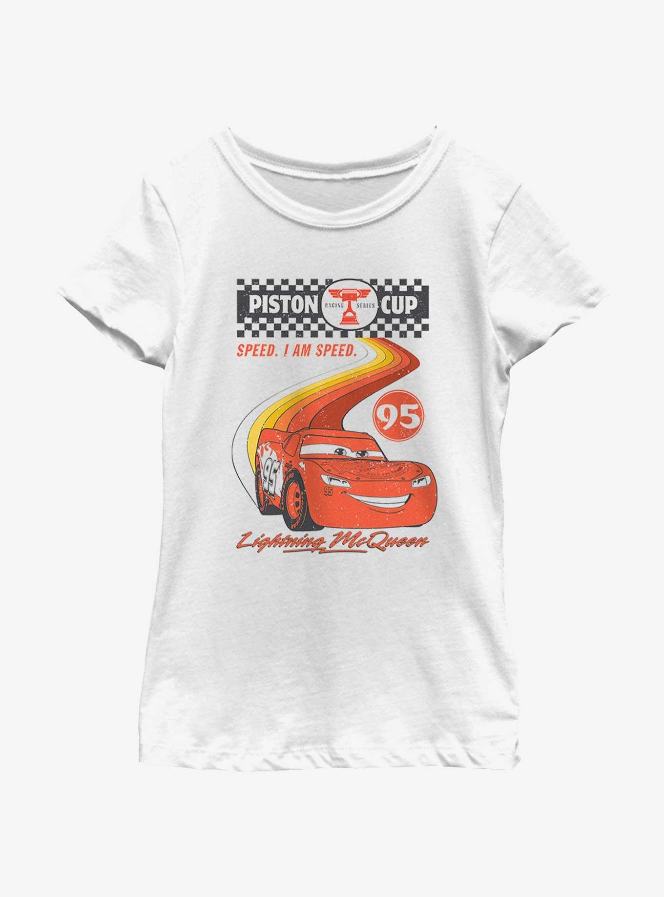 Disney Pixar Cars Retro McQueen Speedway Youth Girls T-Shirt, WHITE, hi-res