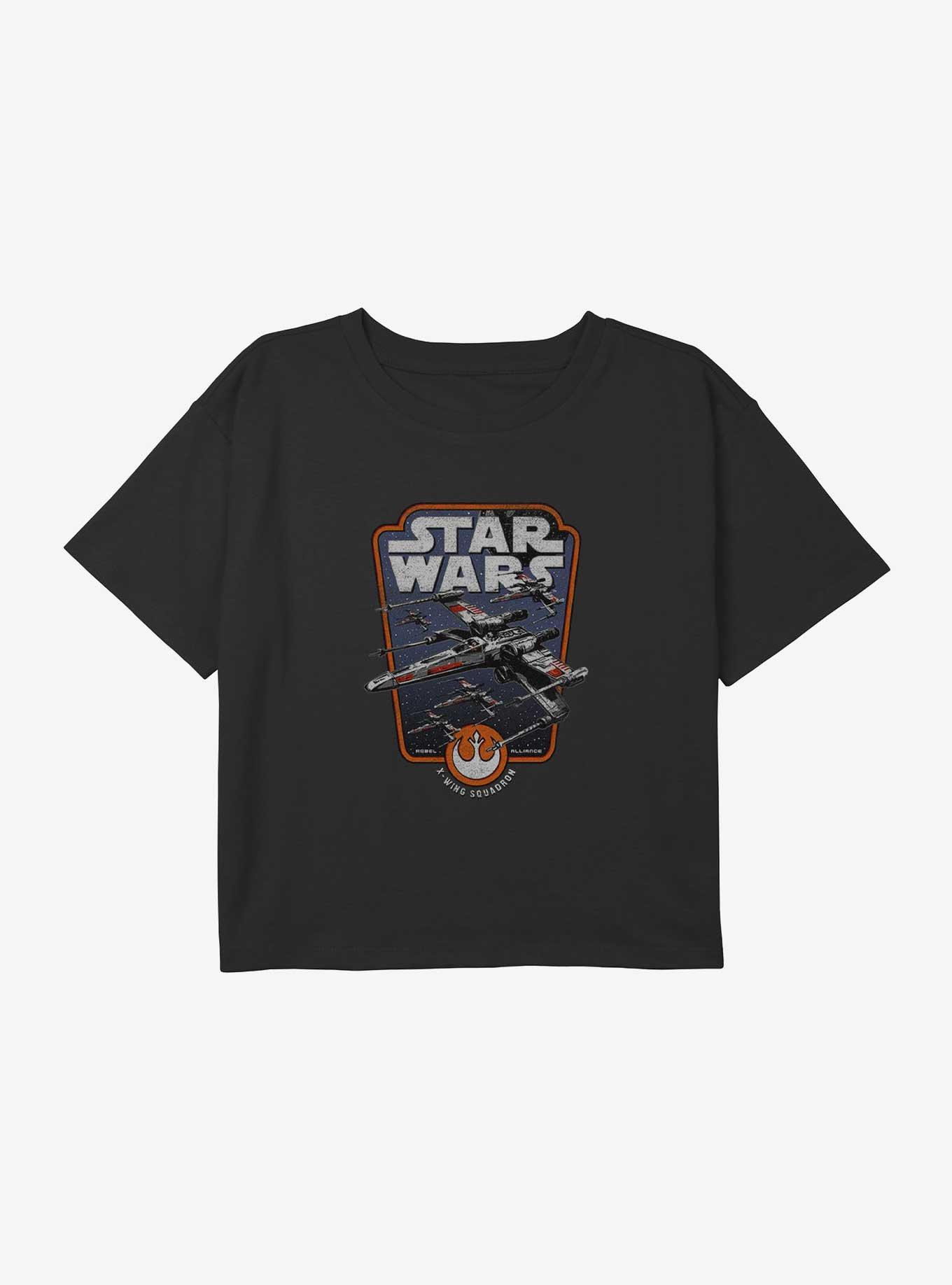 Star Wars Red Squadron Youth Girls Boxy Crop T-Shirt, BLACK, hi-res