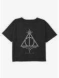 Harry Potter Deathly Hallows Symbol Youth Girls Boxy Crop T-Shirt, BLACK, hi-res