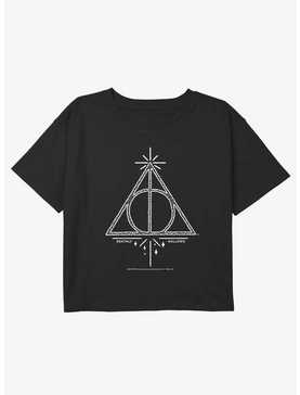 Harry Potter Deathly Hallows Symbol Youth Girls Boxy Crop T-Shirt, , hi-res