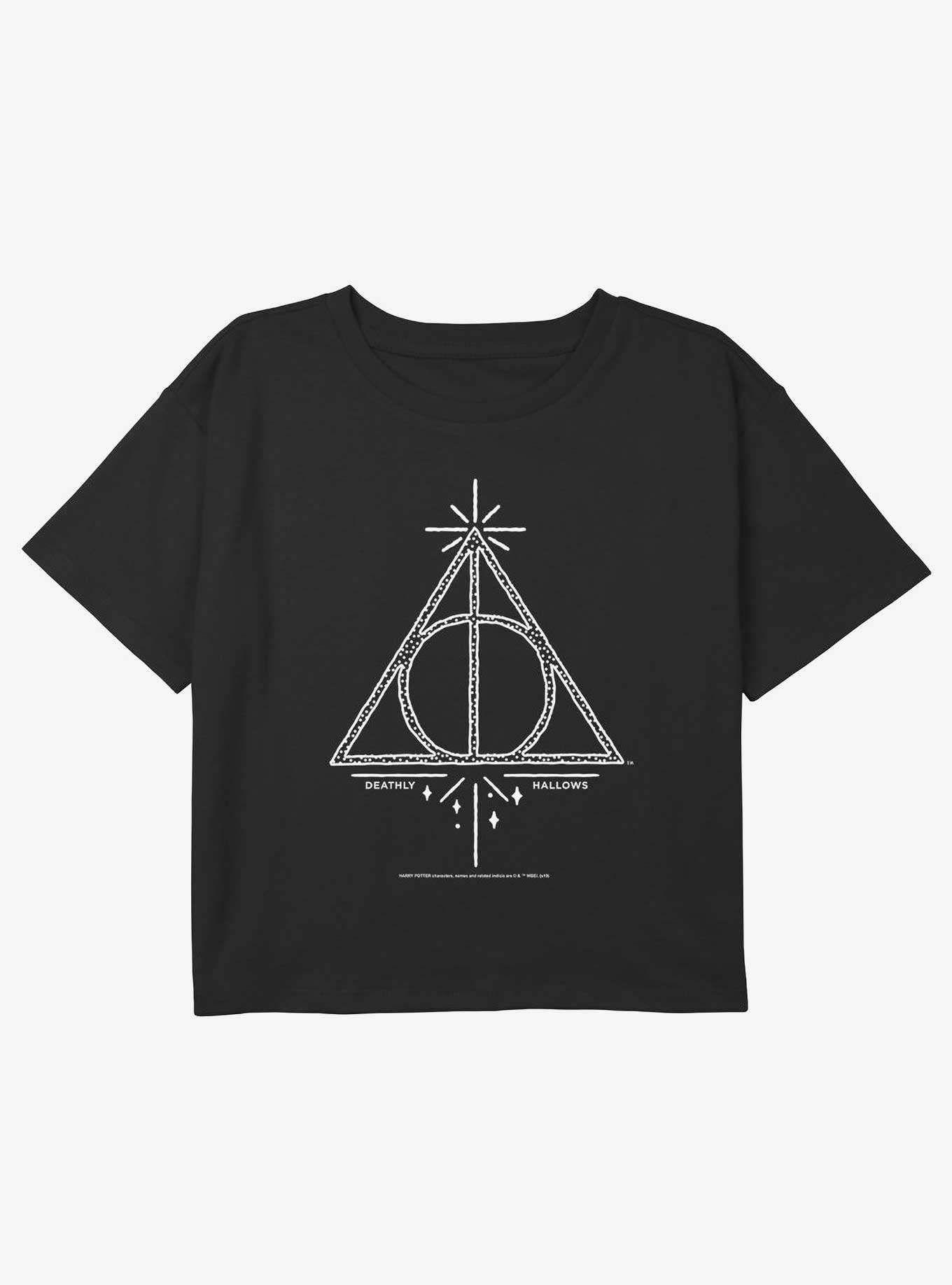 Harry Potter Deathly Hallows Symbol Youth Girls Boxy Crop T-Shirt, , hi-res