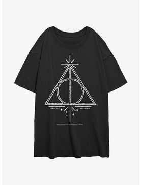 Harry Potter Deathly Hallows Symbol Womens Oversized T-Shirt, , hi-res