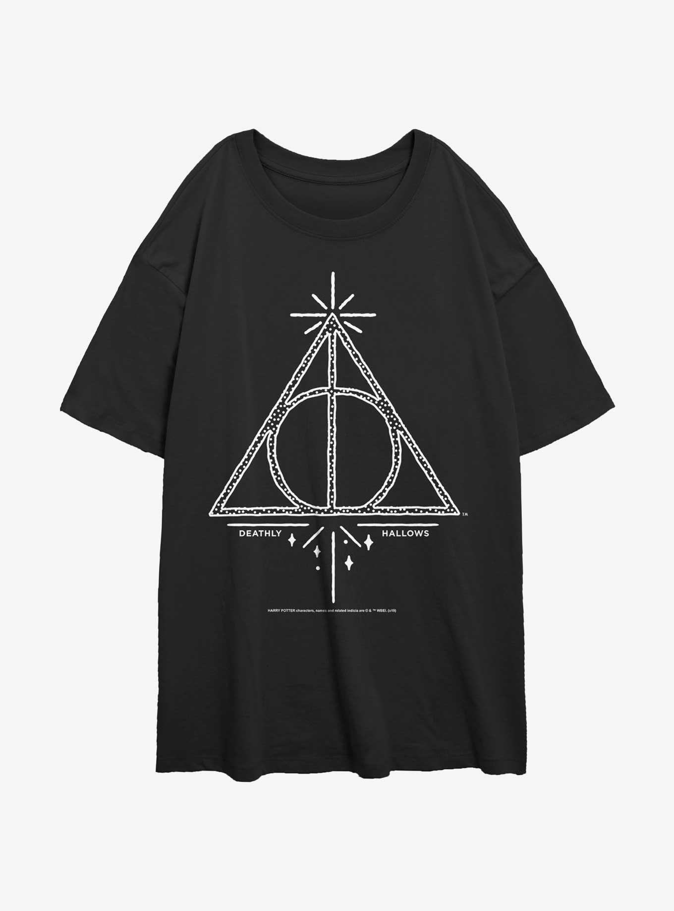 Harry Potter Deathly Hallows Symbol Womens Oversized T-Shirt, , hi-res