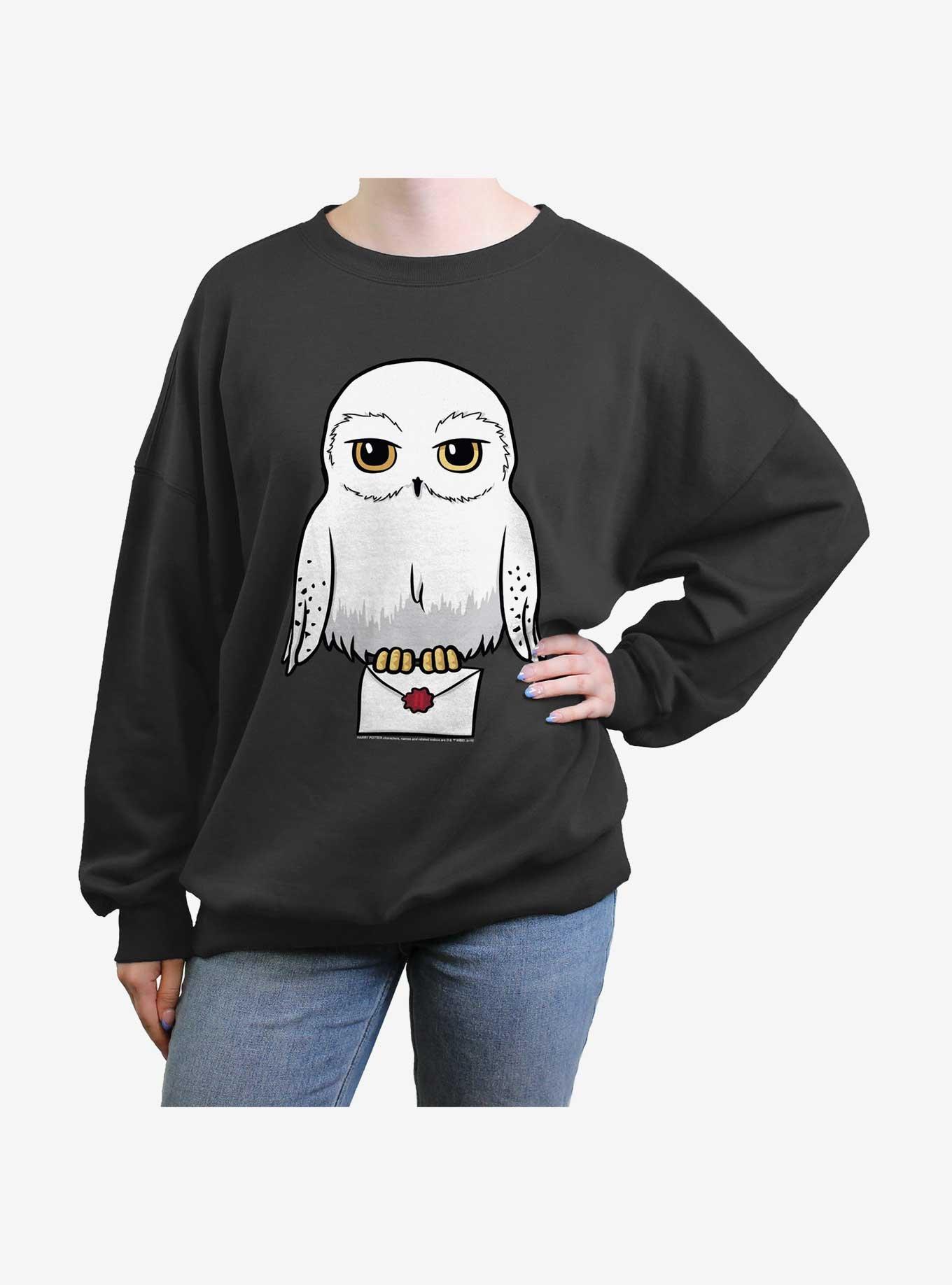 Harry Potter Anime Hedwig Mail Womens Oversized Sweatshirt, CHARCOAL, hi-res