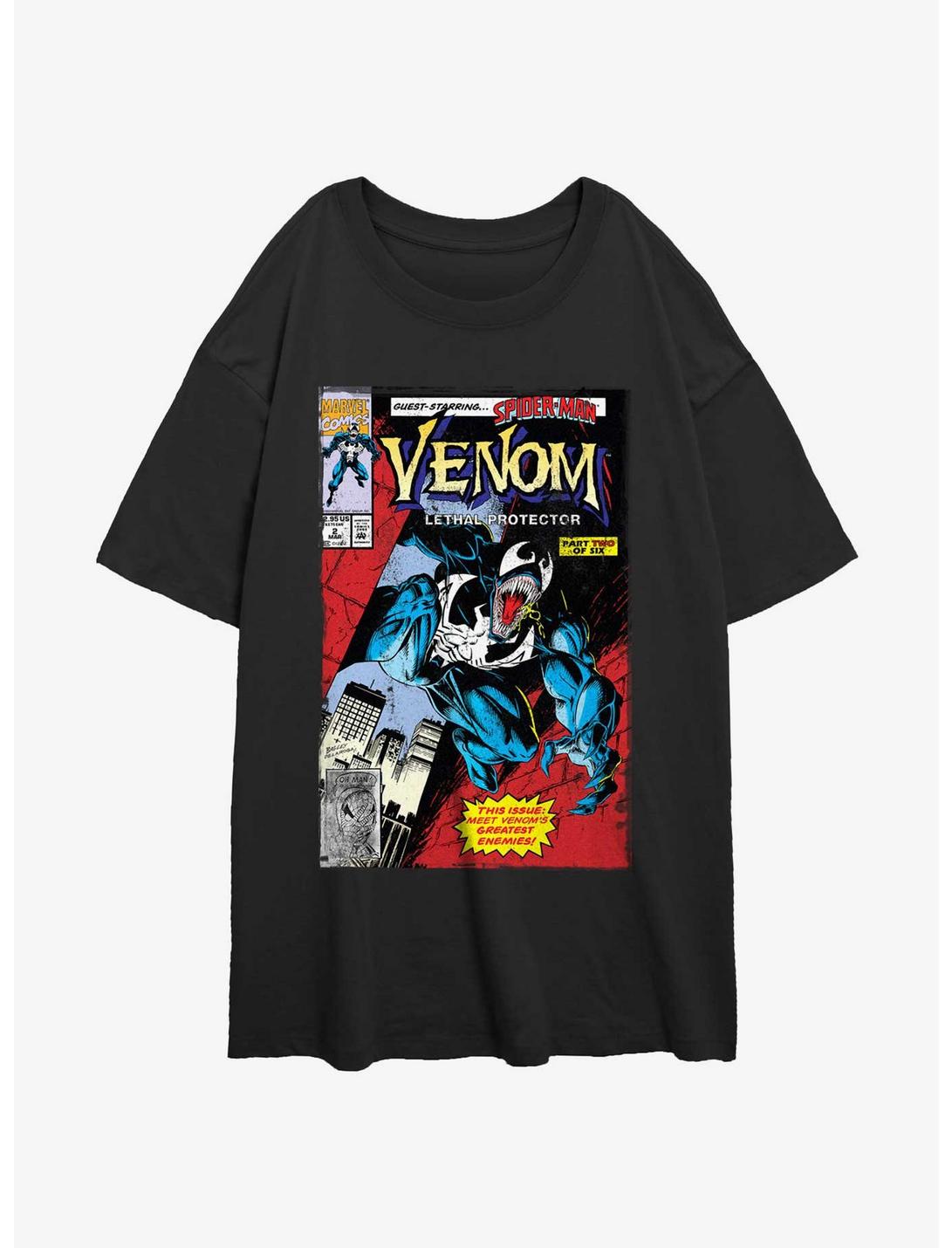 Marvel Spider-Man Venomies Comic Cover Womens Oversized T-Shirt, BLACK, hi-res