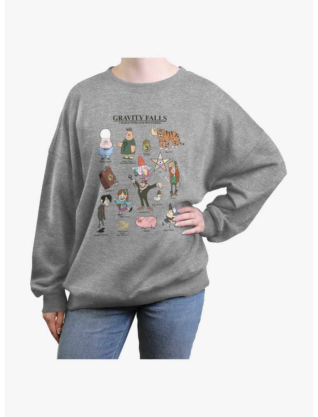 Disney Gravity Falls Characters & Mysteries Womens Oversized Sweatshirt, HEATHER GR, hi-res