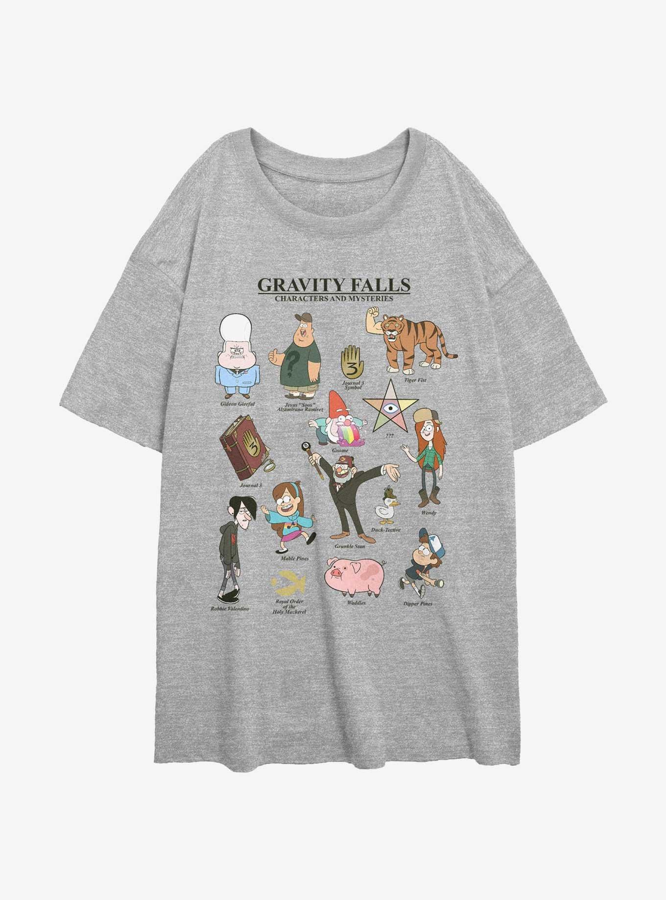 Disney Gravity Falls Characters & Mysteries Womens Oversized T-Shirt