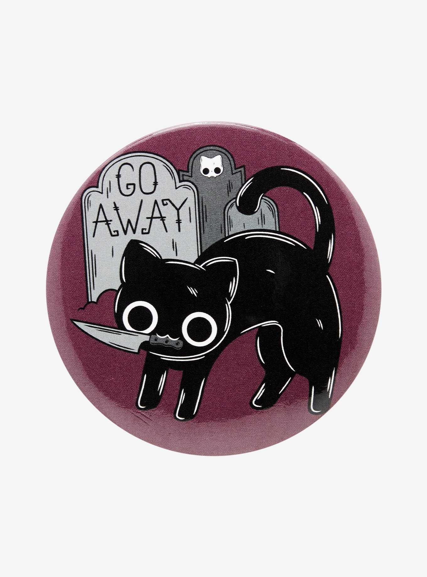 Go Away Cat Tombstone 3 Inch Button, , hi-res