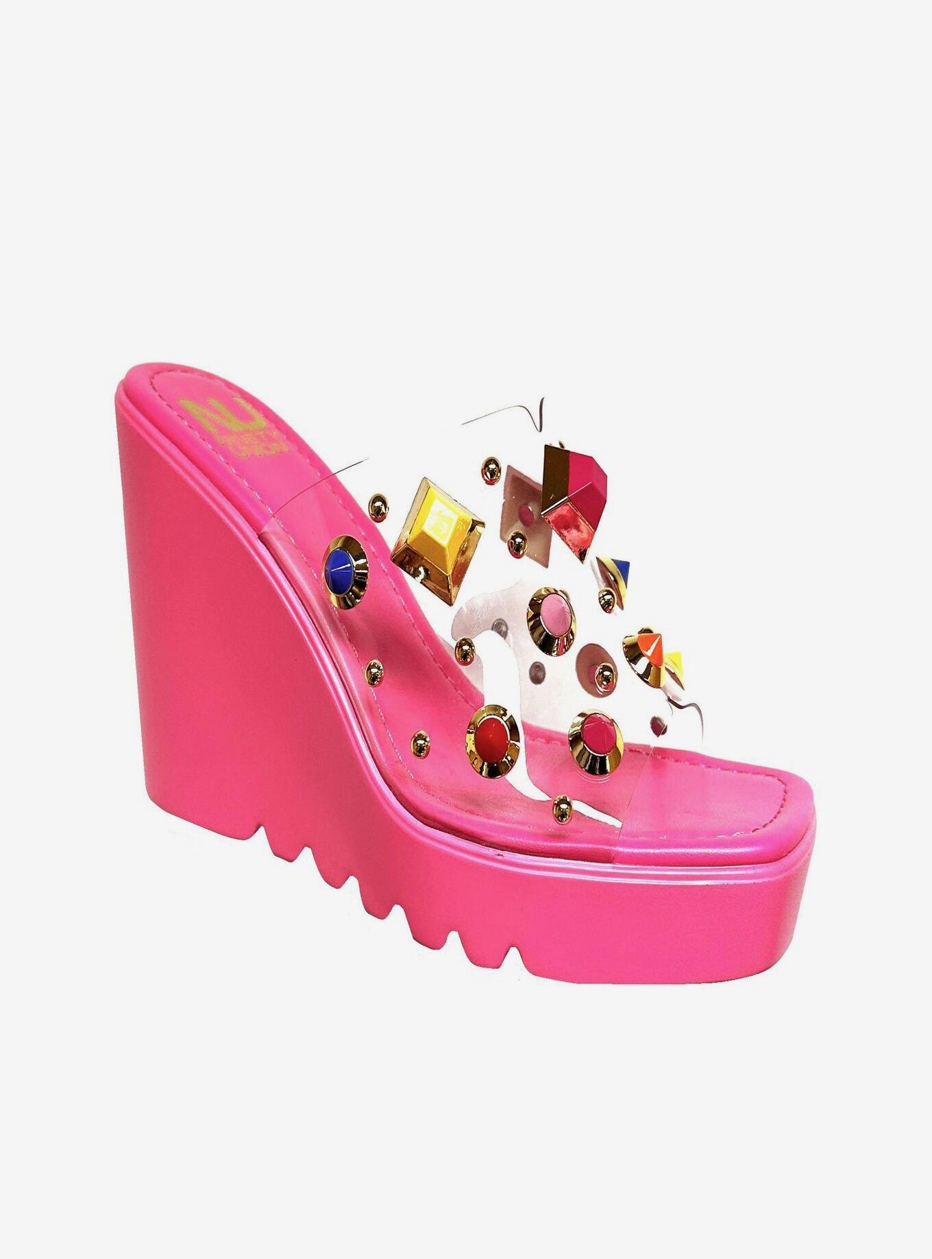 Palm Beach Stones Wedge Sandal Fuchsia, , hi-res