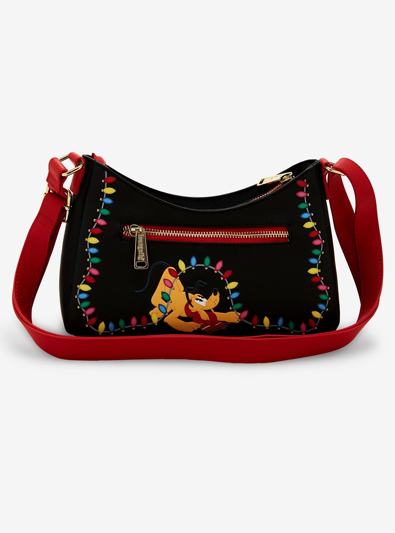 Loungefly Disney Mickey Mouse & Pluto Holiday Lights Baguette Bag, , hi-res