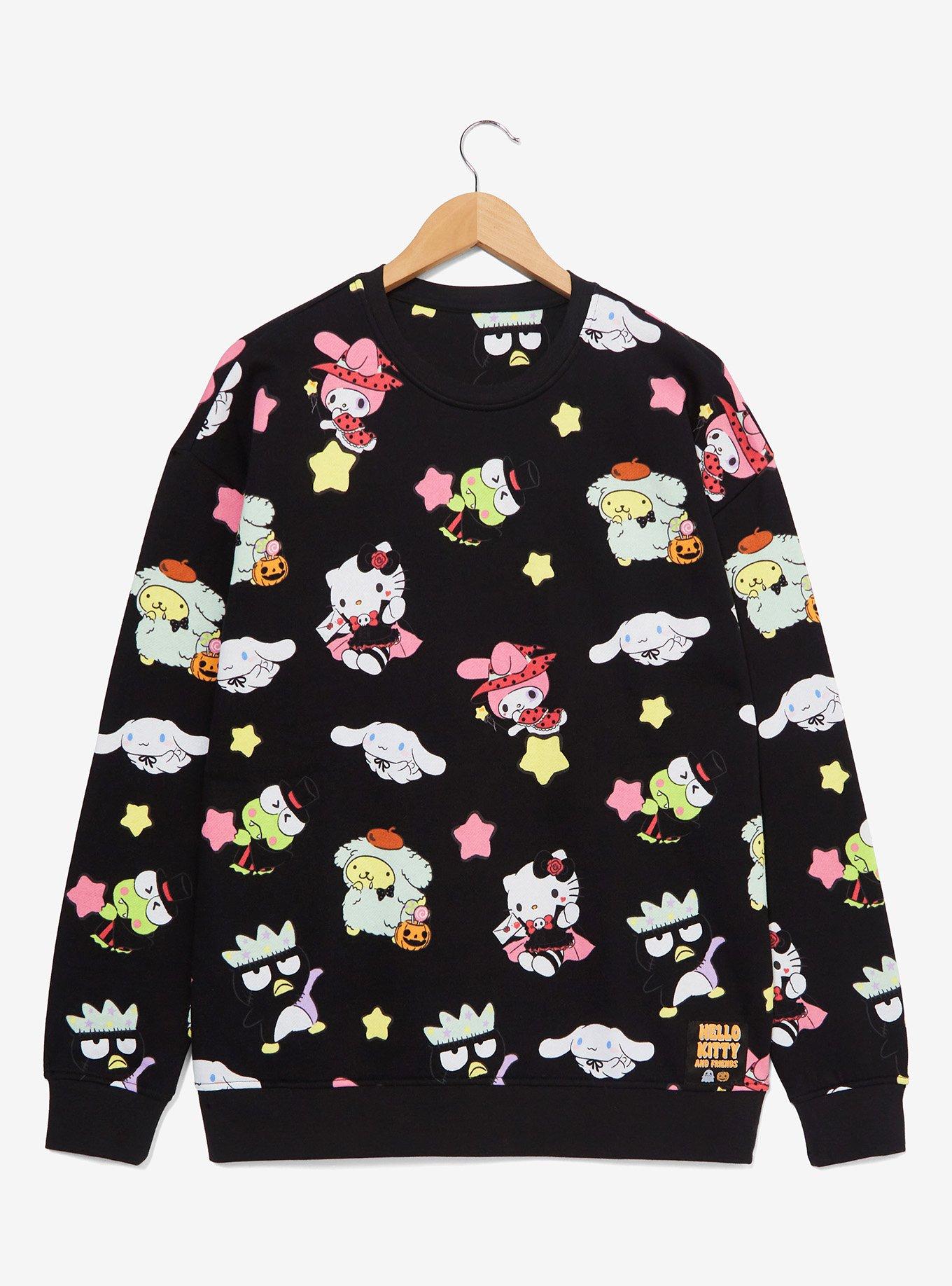 Sanrio Hello Kitty and Friends Halloween Costumes Allover Print Crewneck - BoxLunch Exclusive, BLACK, hi-res