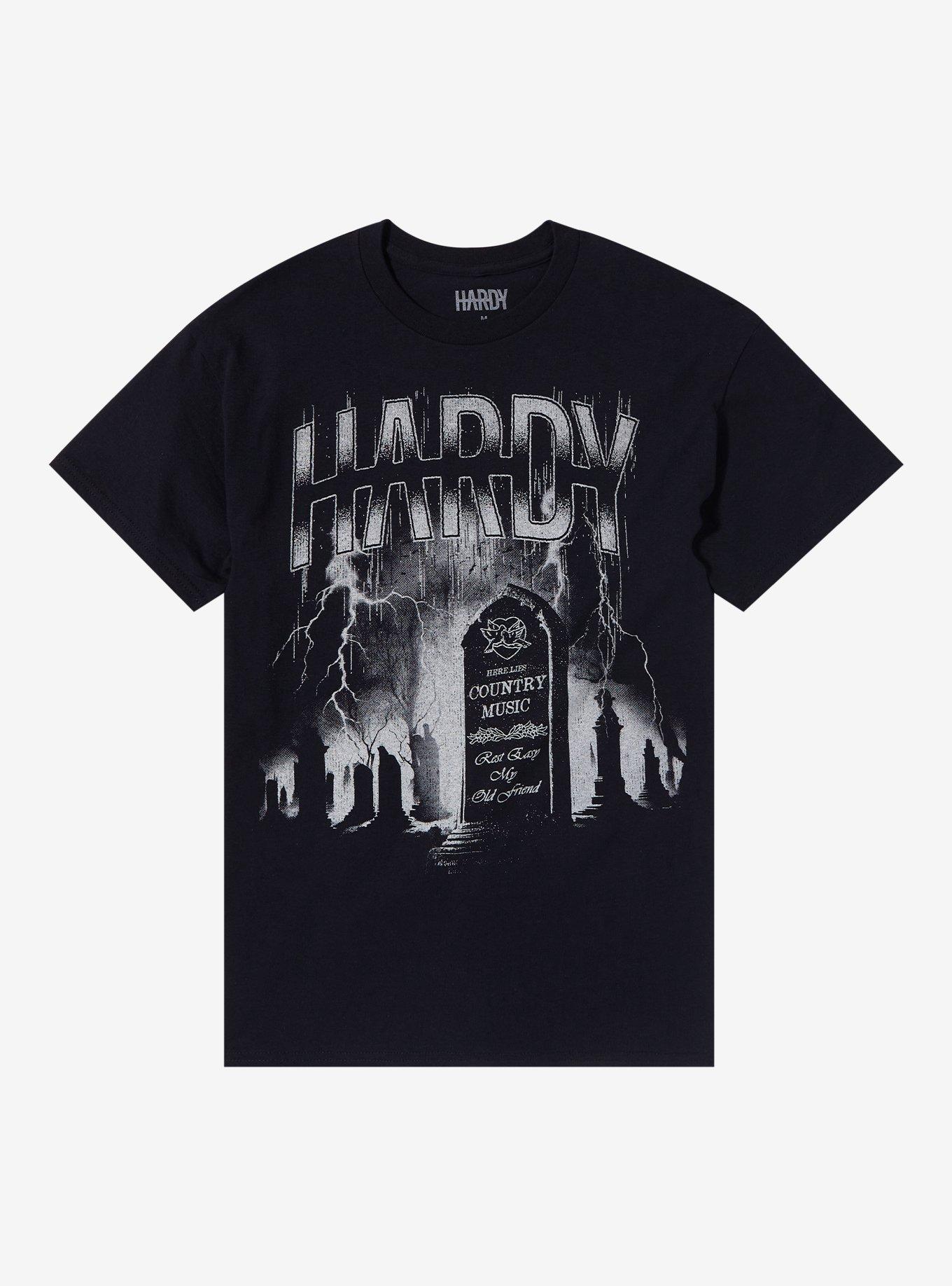 Hardy Here Lies Country Music T-Shirt, BLACK, hi-res