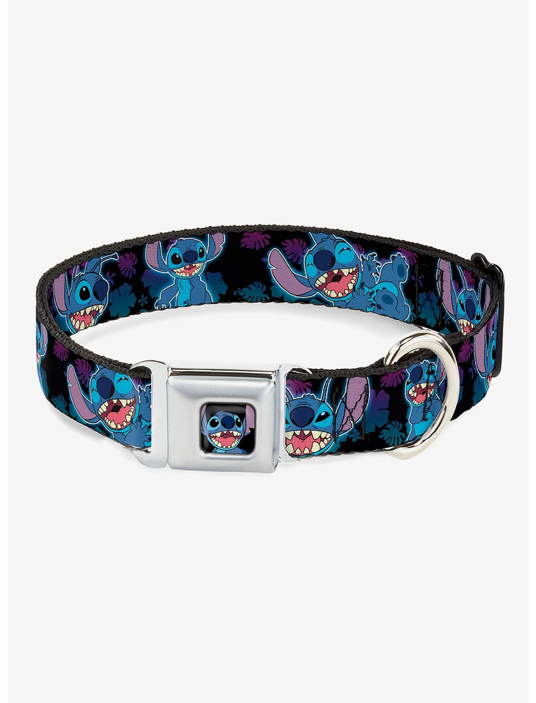 Disney Lilo & Stitch Expressions Poses Tropical Seatbelt Buckle Dog Collar, BLUE, hi-res
