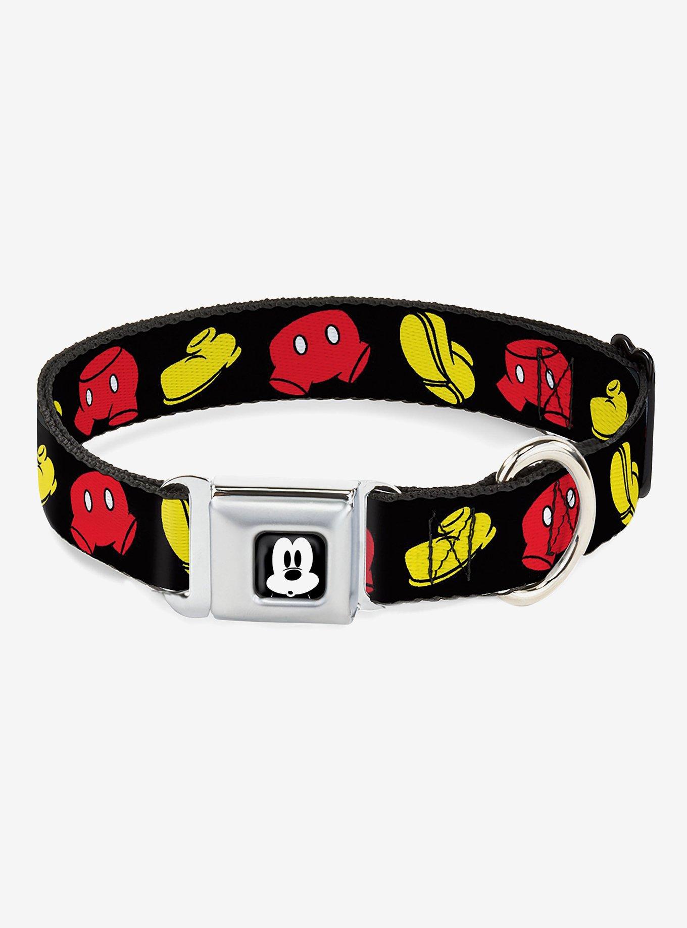 Disney Mickey Mouse Shorts and Shoes Seatbelt Buckle Dog Collar, BLACK, hi-res