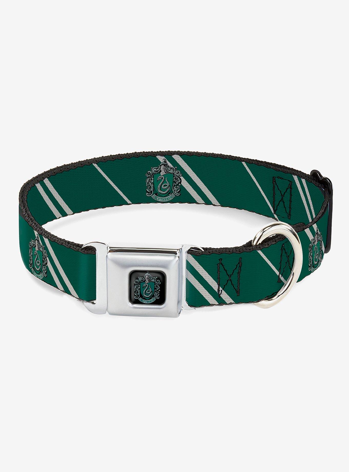 Harry Potter Slytherin Crest Stripes Seatbelt Buckle Dog Collar, , hi-res