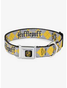 Harry Potter Hufflepuff Stars Argyle Plaid Seatbelt Buckle Dog Collar, , hi-res