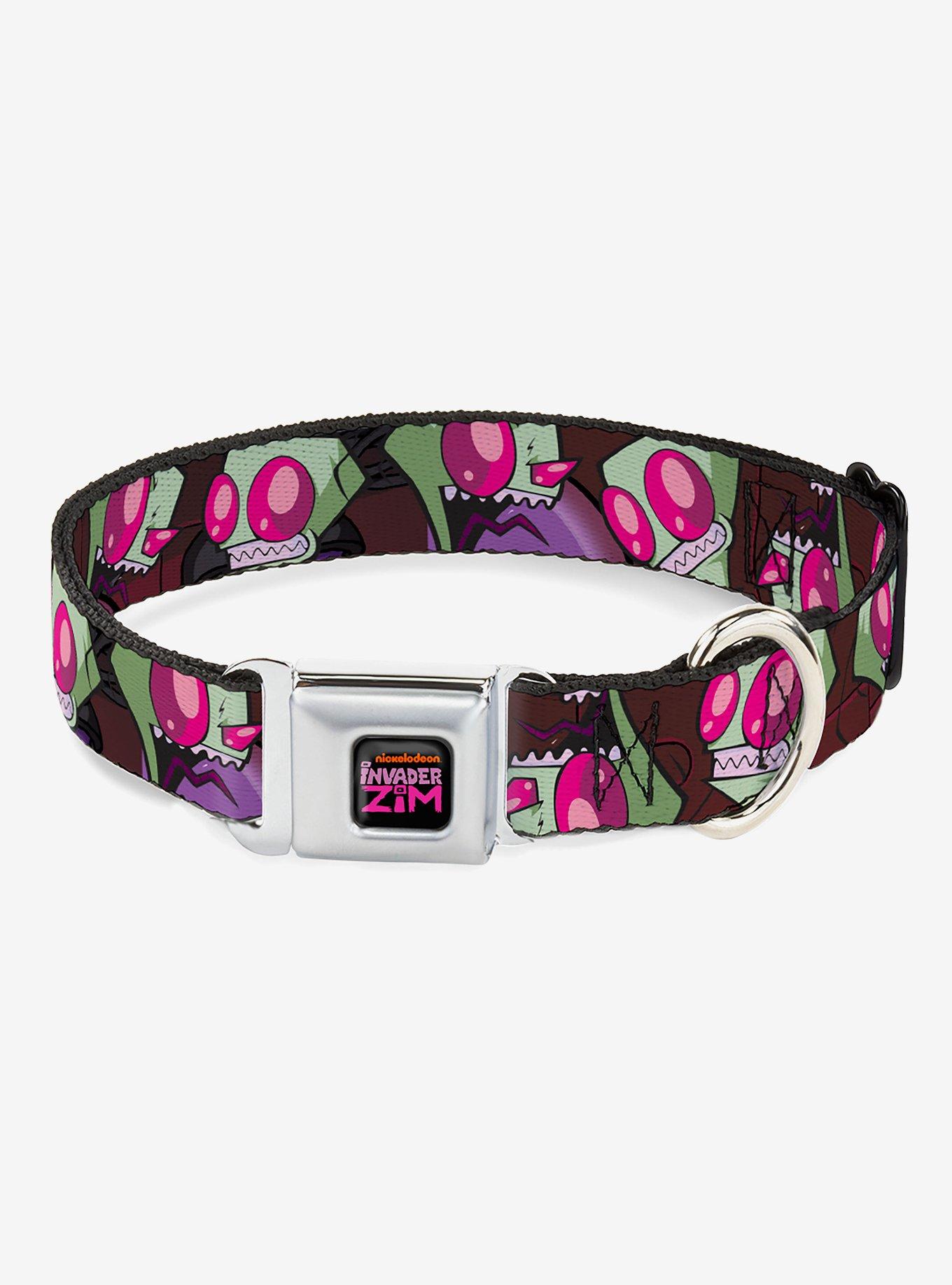 Invader Zim Close Up Poses Seatbelt Buckle Dog Collar, PINK, hi-res