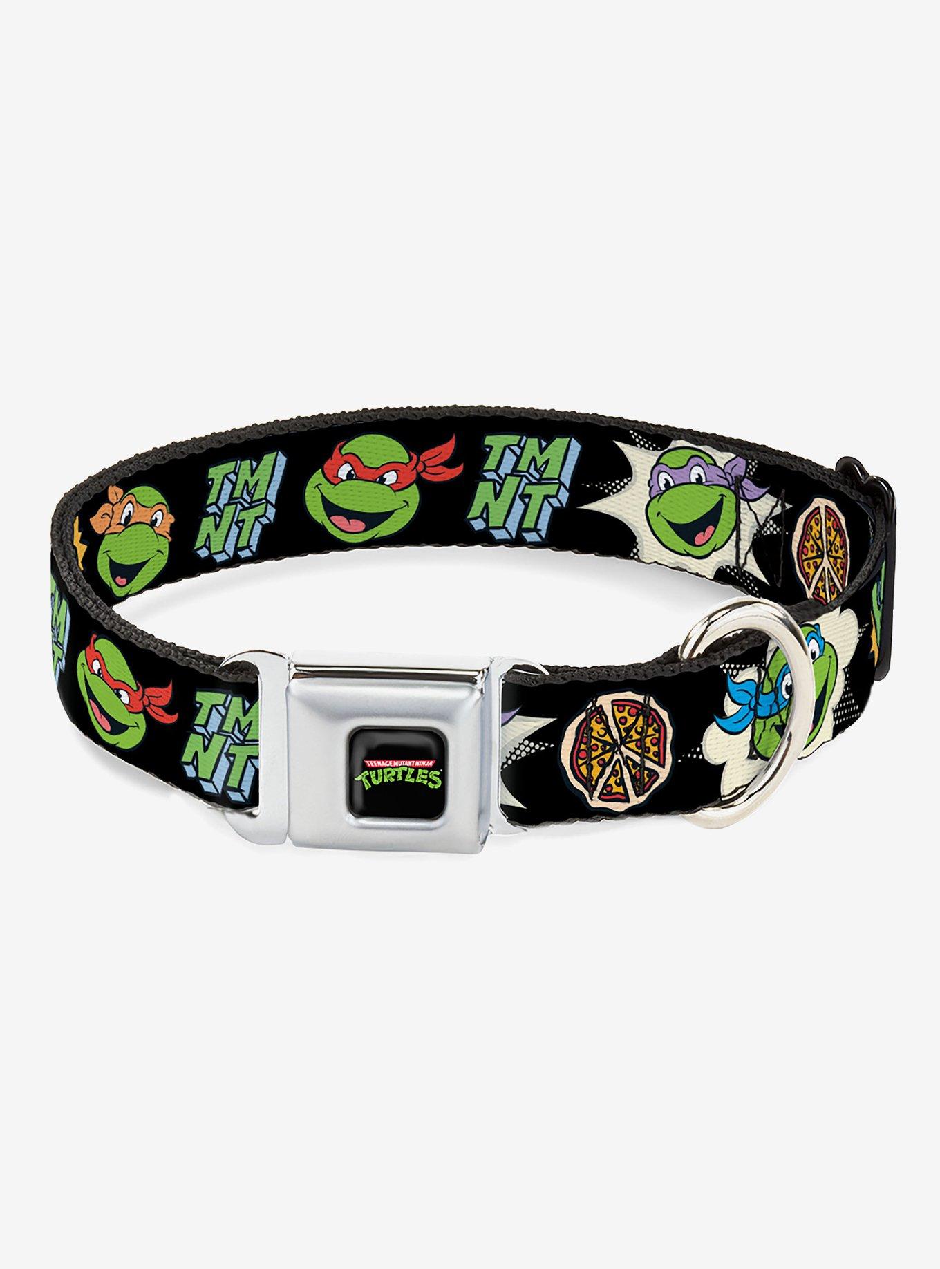 Teenage Mutant Ninja Turtles Faces and Icons Seatbelt Buckle Dog Collar, BLACK, hi-res