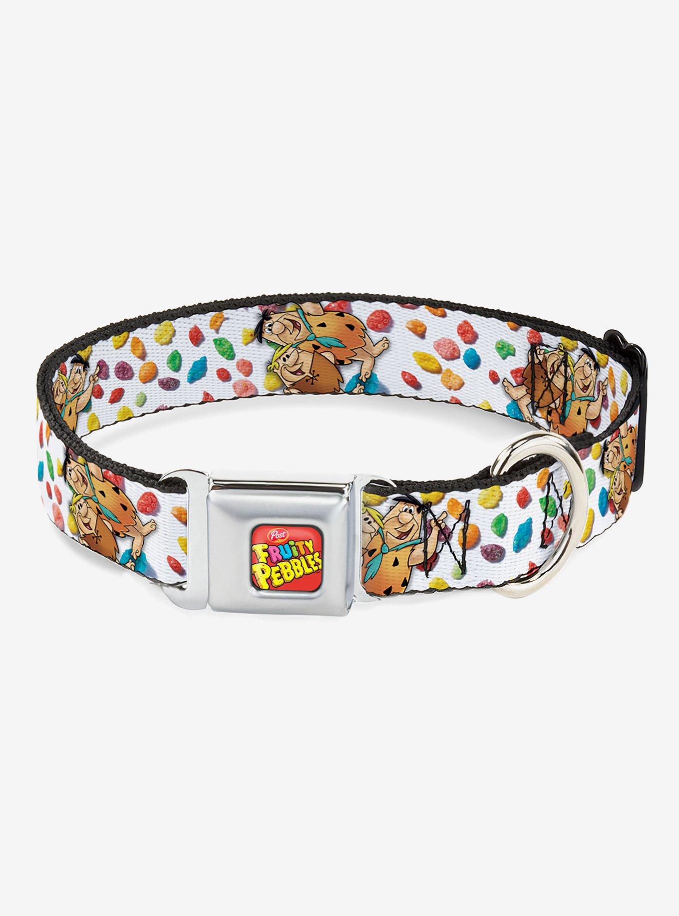 The Flintstones Fruity Pebbles Fred & Barney Cereal Seatbelt Buckle Dog Collar, BRIGHT WHITE, hi-res