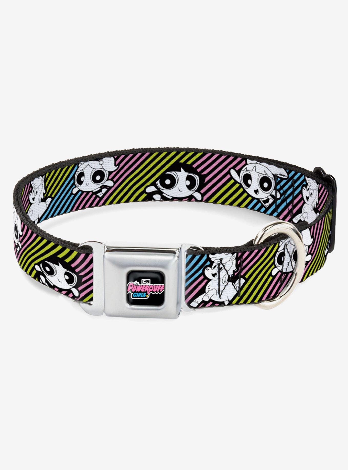 The Powerpuff Girls and Donny Stripe Seatbelt Buckle Dog Collar, , hi-res