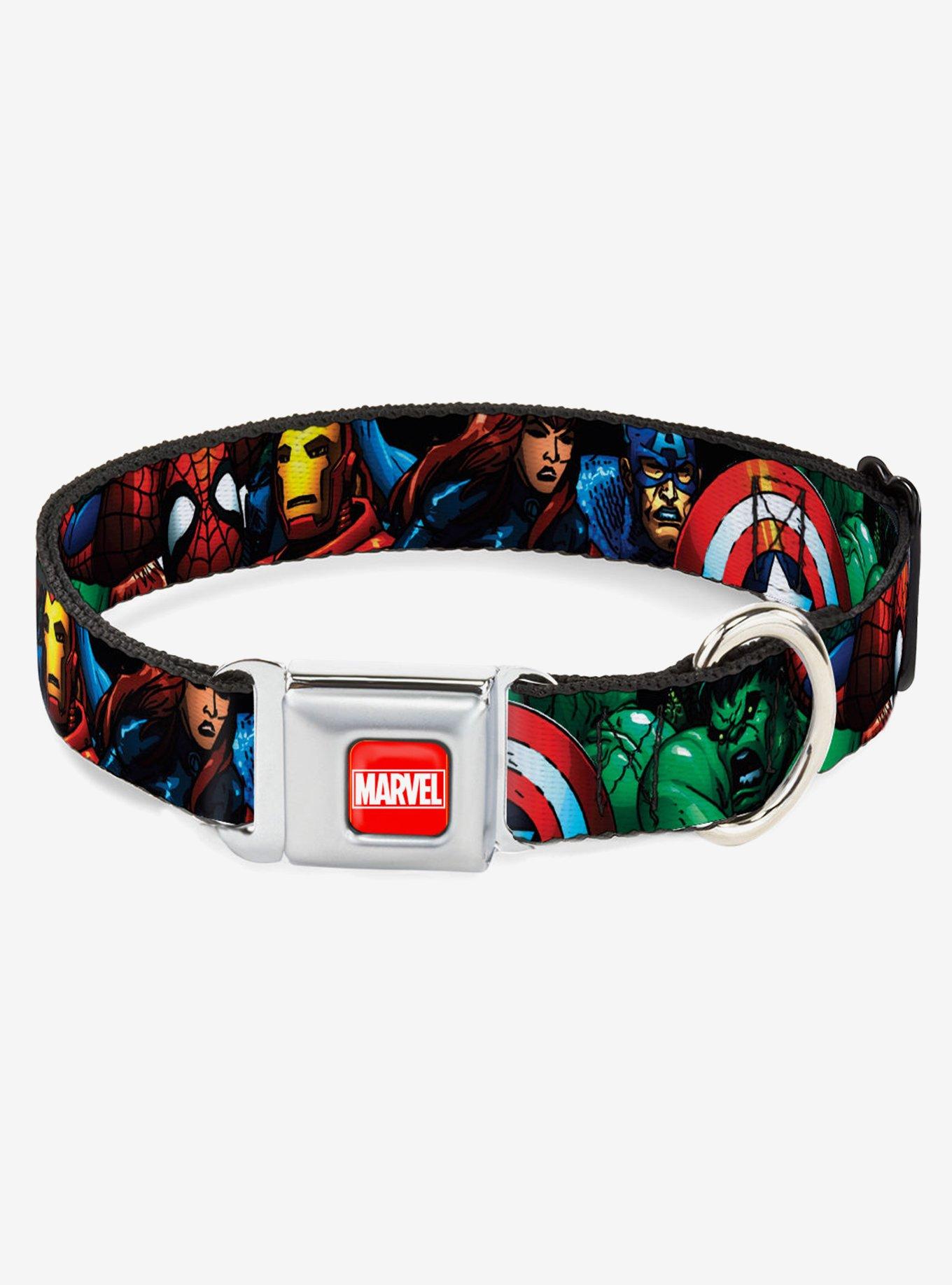 Marvel Universe Superheroes Stacked Seatbelt Buckle Dog Collar, MULTI, hi-res