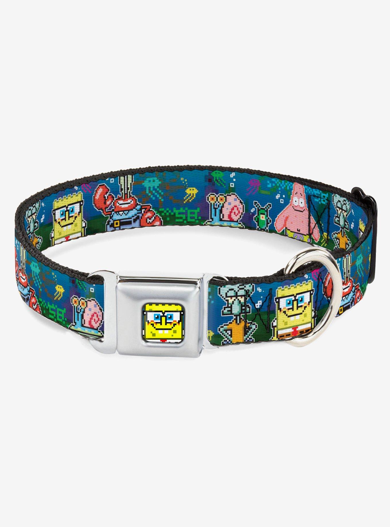 SpongeBob SquarePants Friends 8 Bit Scene Seatbelt Buckle Dog Collar, , hi-res