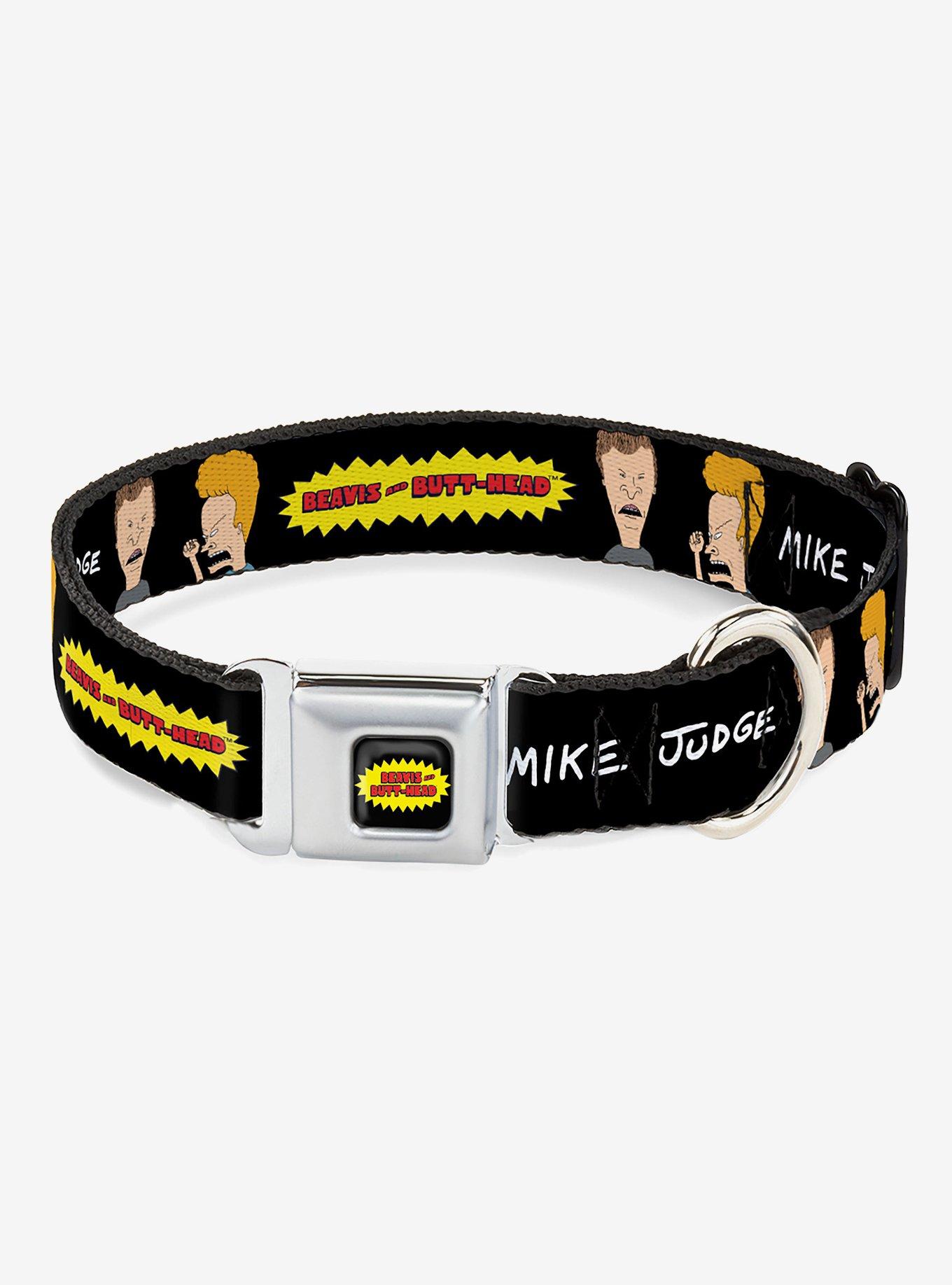 Beavis and Butt-Head Title Logo and Pose Seatbelt Buckle Dog Collar, BLACK, hi-res