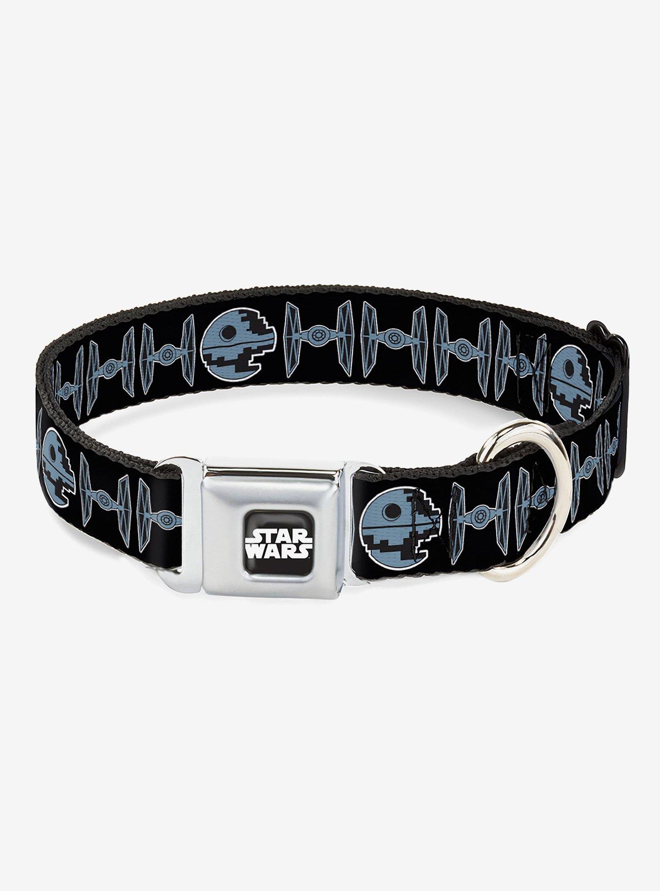 Star Wars Death Star and TIE Fighters Seatbelt Buckle Dog Collar, BLACK, hi-res