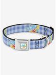 The Wizard of Oz Logo Gingham Seatbelt Buckle Dog Collar, BLUE, hi-res