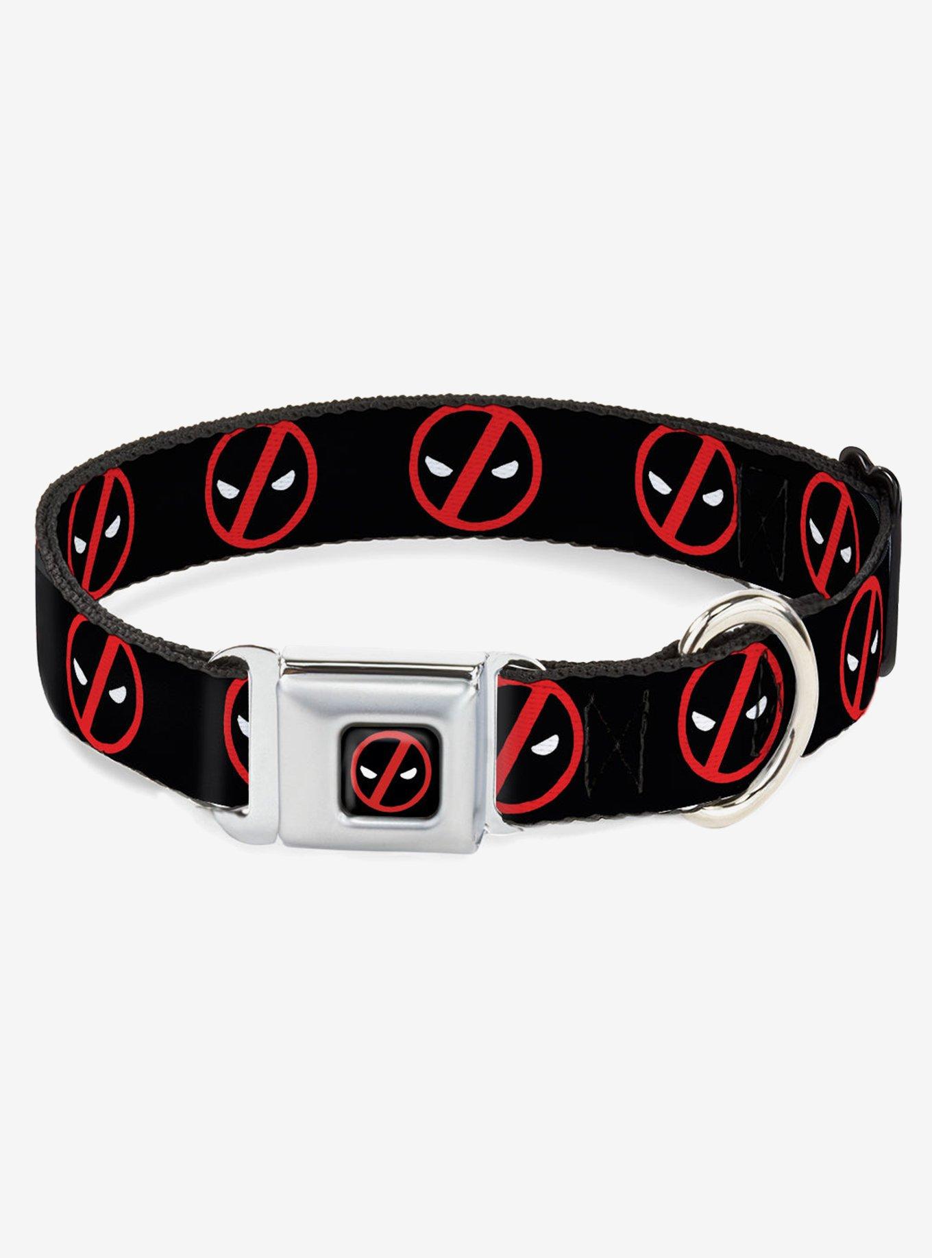 Marvel Deadpool Logo Seatbelt Buckle Dog Collar, , hi-res