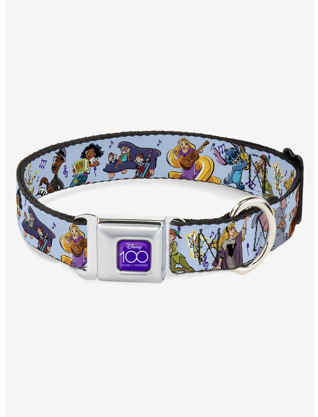 Disney100 Musical Wonder Characters Music Notes Seatbelt Buckle Dog Collar, BLUE, hi-res