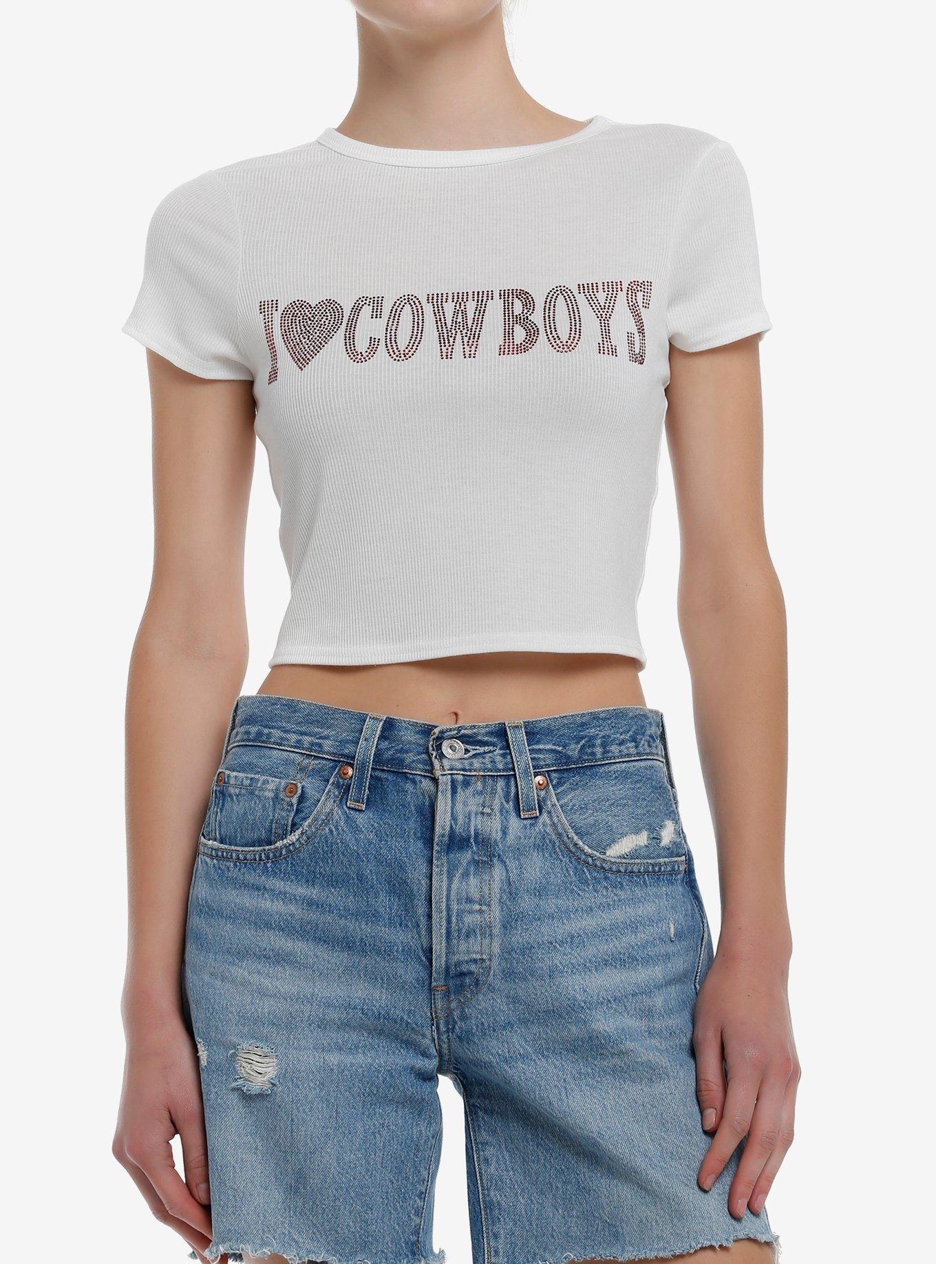 I Heart Cowboys Rhinestone Girls Baby T-Shirt, , hi-res