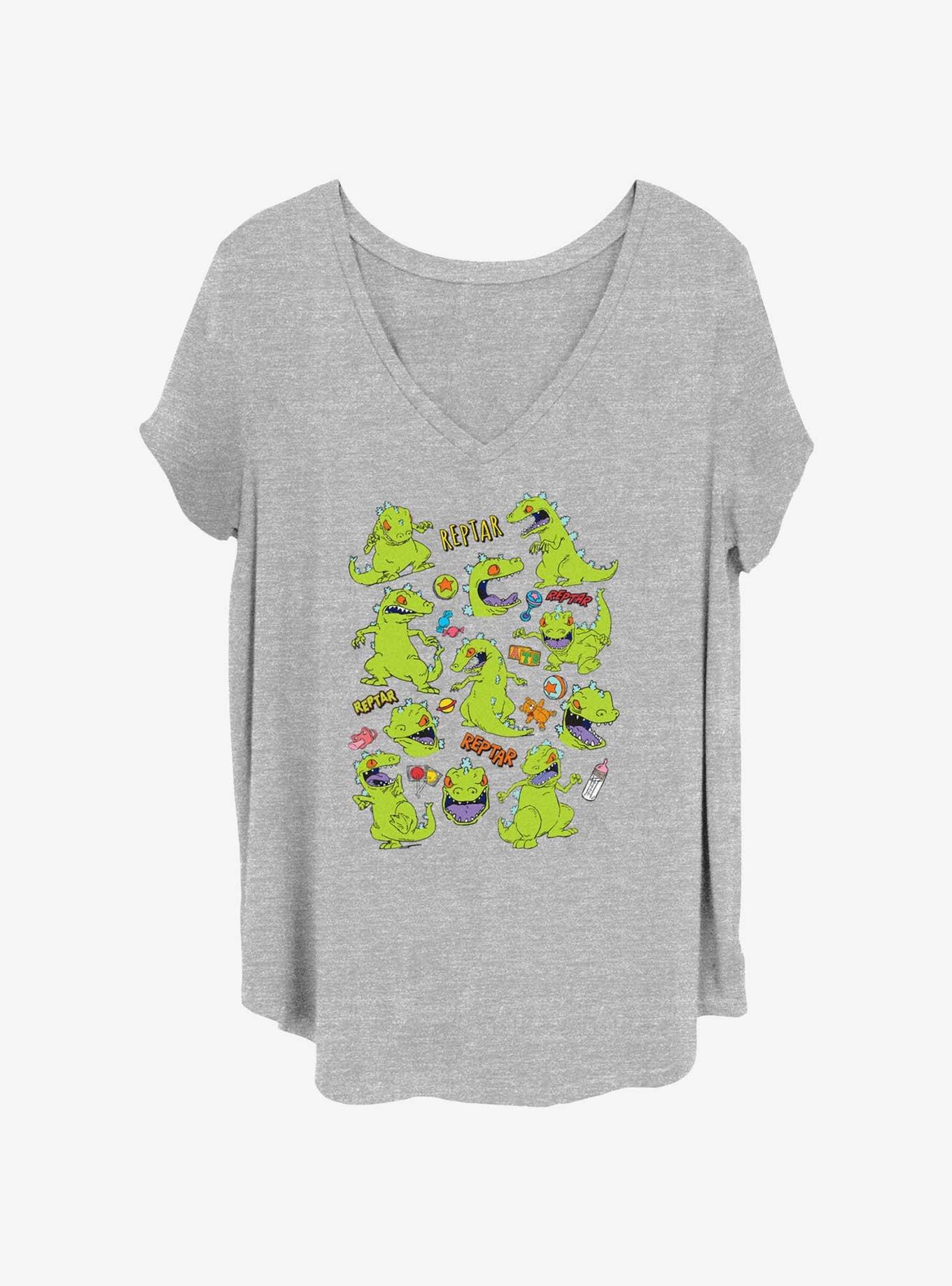 Rugrats Reptar Textbook Girls T-Shirt Plus Size, HEATHER GR, hi-res