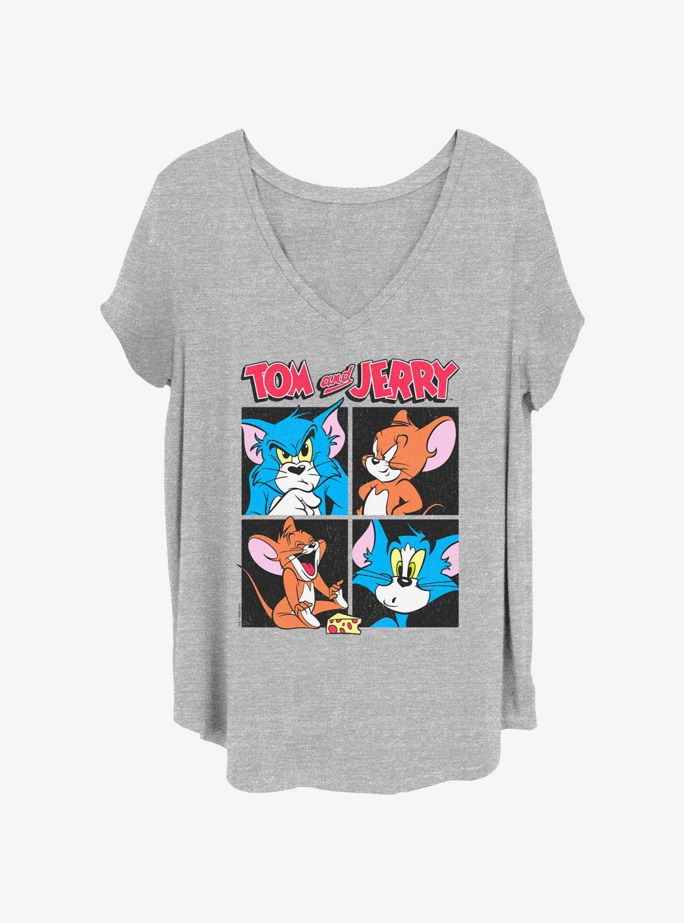 Tom & Jerry Face Time Girls T-Shirt Plus Size, HEATHER GR, hi-res