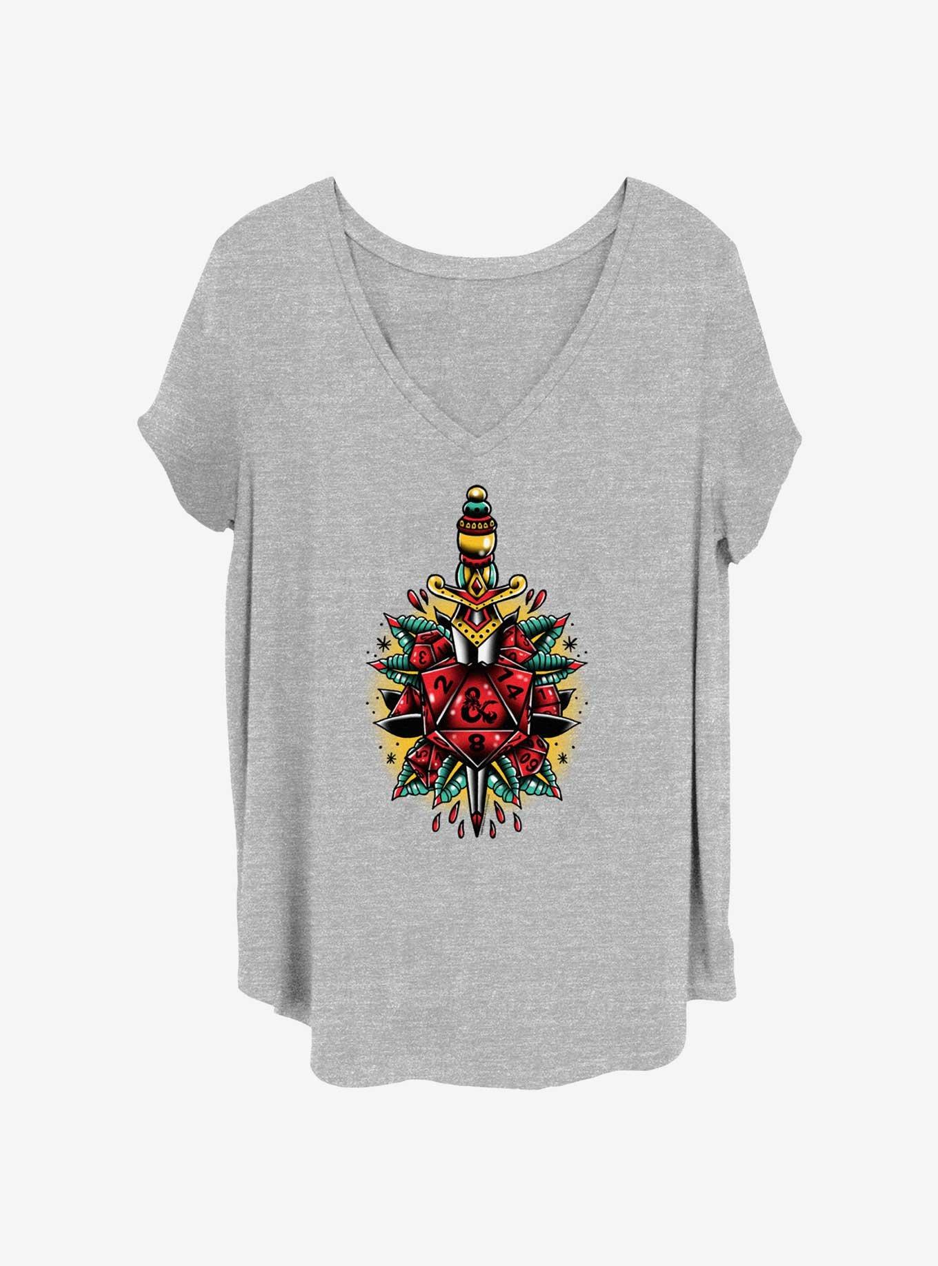 Dungeons & Dragons Dagger And Dice Girls T-Shirt Plus Size, HEATHER GR, hi-res