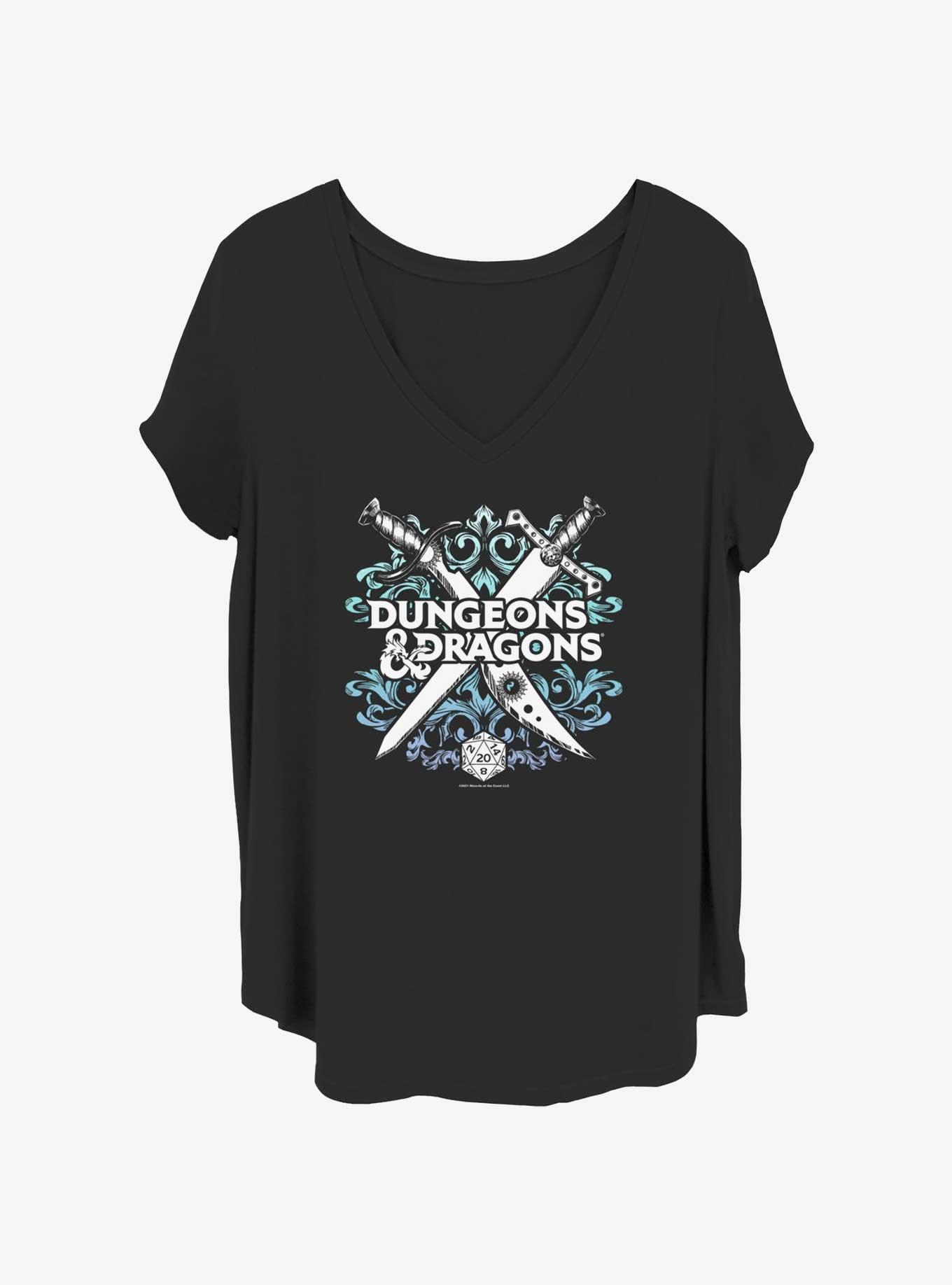 Dungeons & Dragons Decorative Crossed Weapons Girls T-Shirt Plus Size, BLACK, hi-res