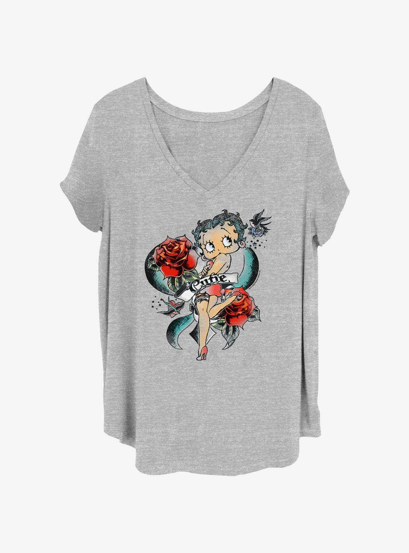 Betty Boop Cutie Rose Tattoo Girls T-Shirt Plus Size, , hi-res