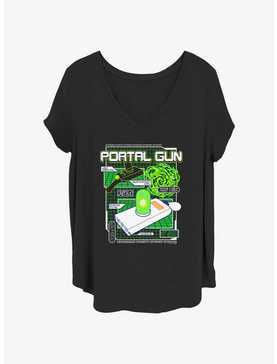 Rick and Morty Portal Gun Schematic Girls T-Shirt Plus Size, , hi-res