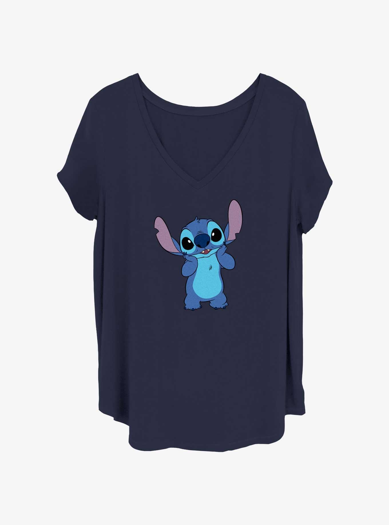 Disney Lilo & Stitch Bashful Cute Stitch Girls T-Shirt Plus Size, NAVY, hi-res