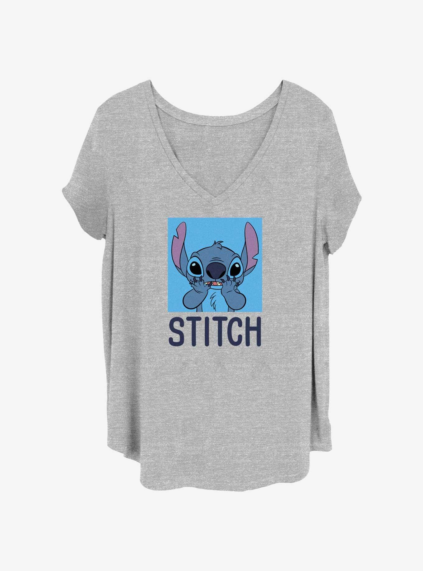 Disney Lilo & Stitch Bashful Stitch Box Girls T-Shirt Plus Size, HEATHER GR, hi-res