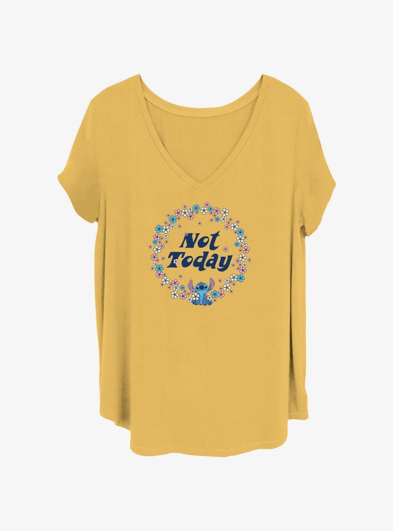 Disney Lilo & Stitch Floral Not Today Girls T-Shirt Plus Size, OCHRE, hi-res