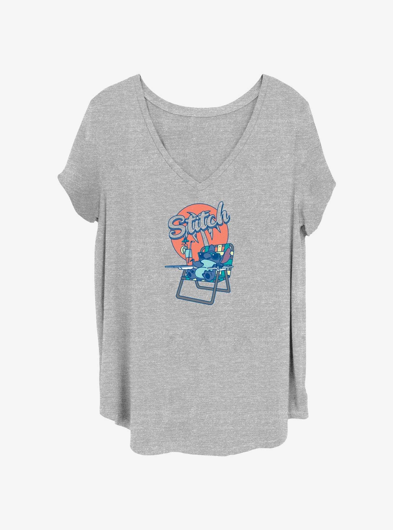 Disney Lilo & Stitch Sunset Juice Stitch Girls T-Shirt Plus Size, HEATHER GR, hi-res