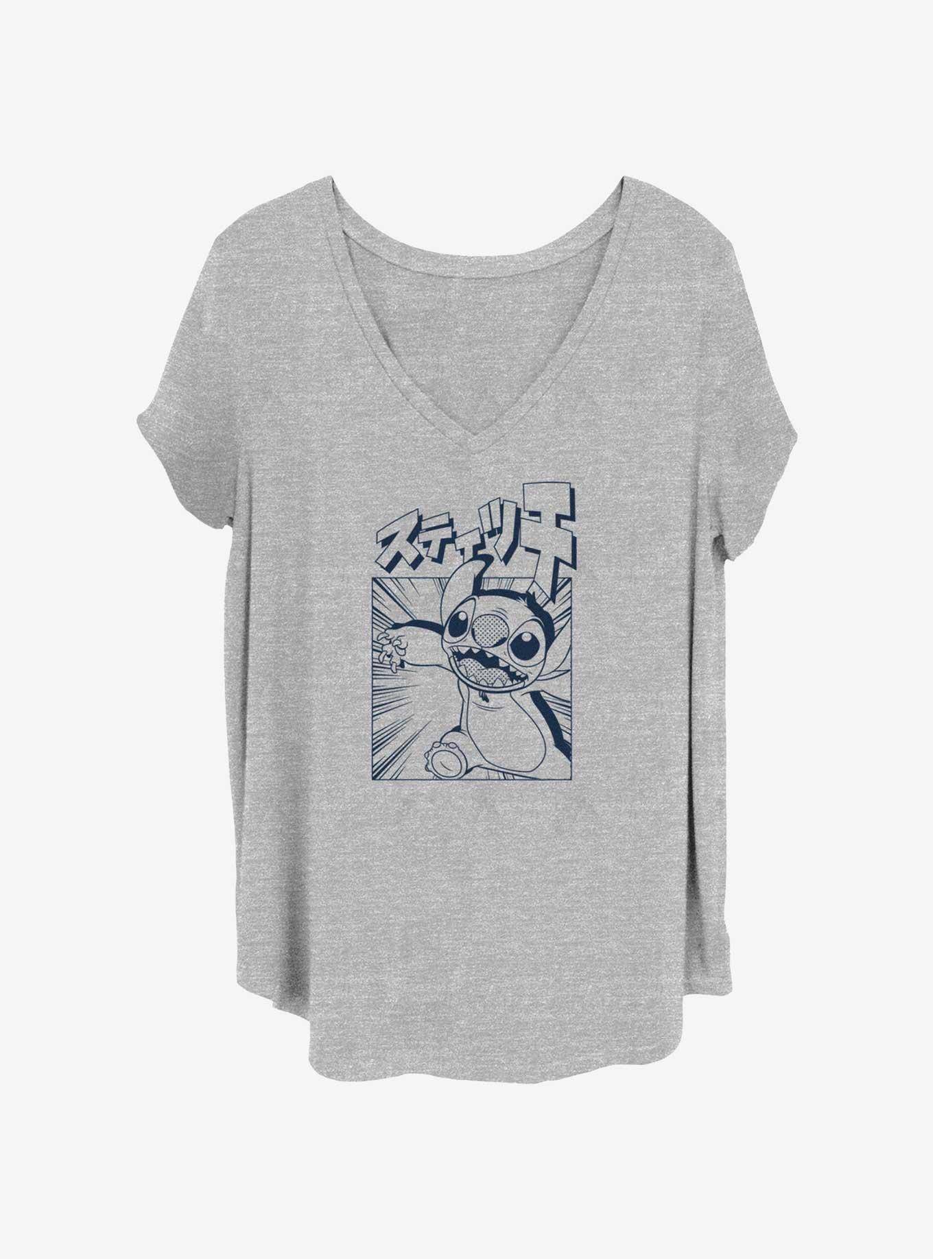 Disney Lilo & Stitch Anime Girls T-Shirt Plus Size, HEATHER GR, hi-res